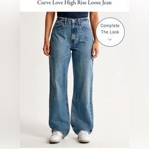 Abercrombie Curve Love High Rise Loose Jean Medium Wash NEVER WORN